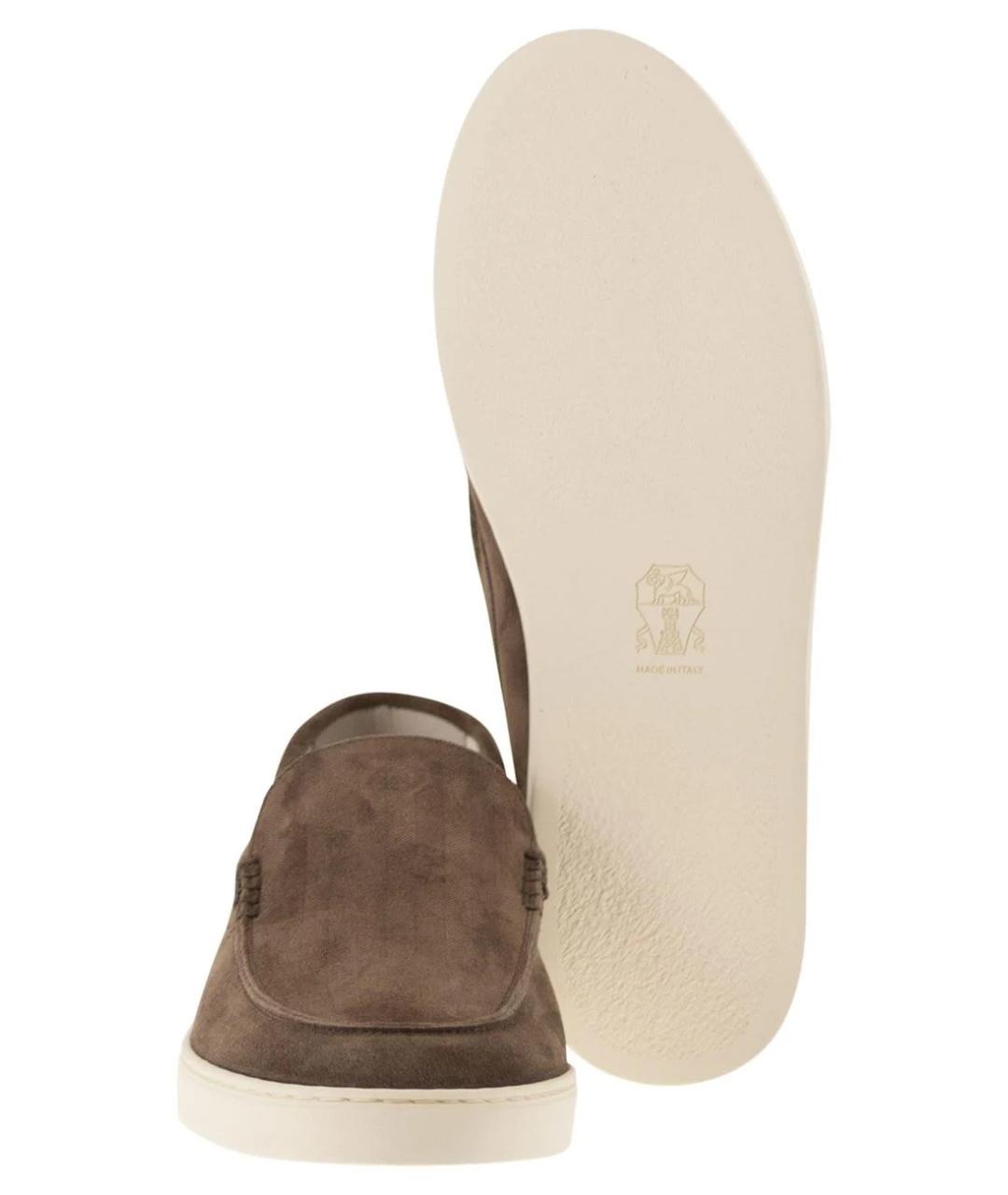 BRUNELLO CUCINELLI Коричневые замшевые лоферы, фото 5