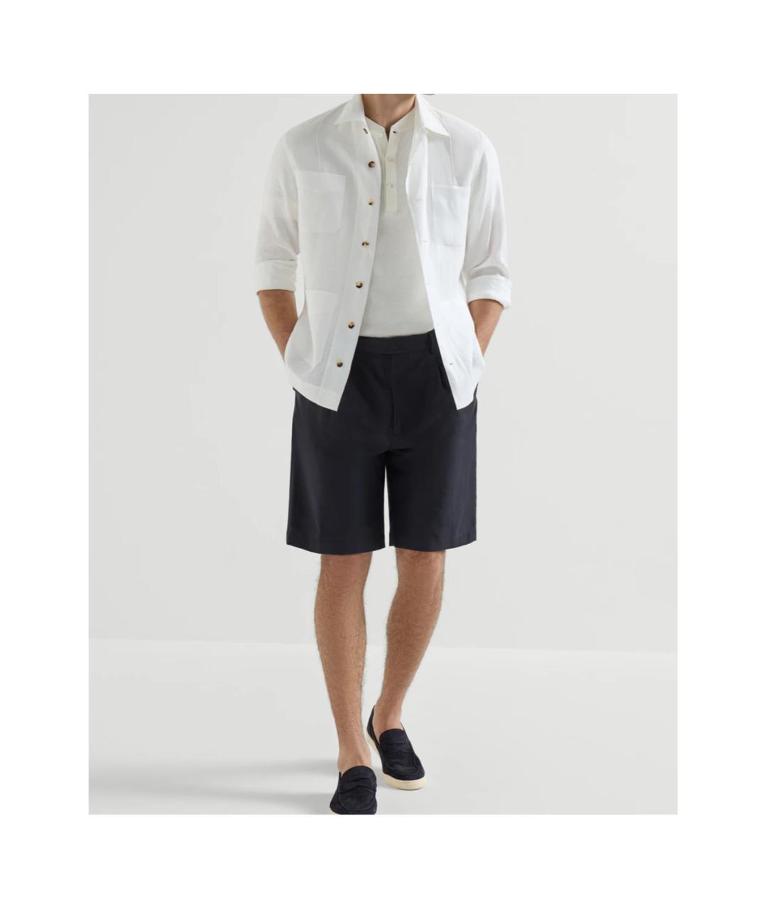 BRUNELLO CUCINELLI Темно-синие хлопковые шорты, фото 3