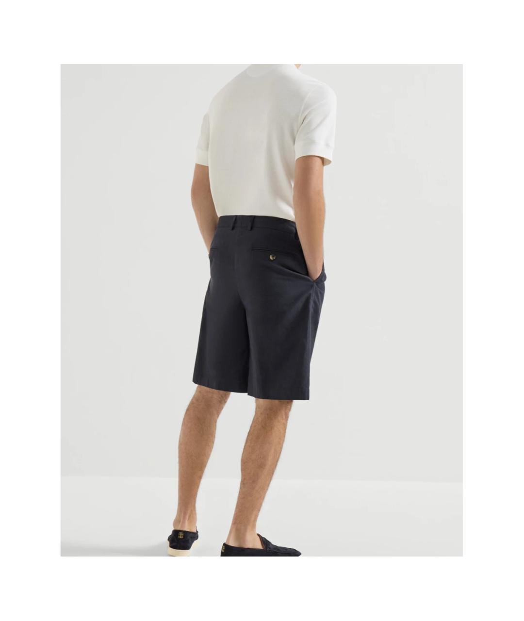 BRUNELLO CUCINELLI Темно-синие хлопковые шорты, фото 5