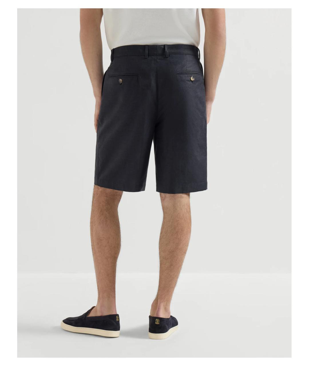BRUNELLO CUCINELLI Темно-синие хлопковые шорты, фото 4