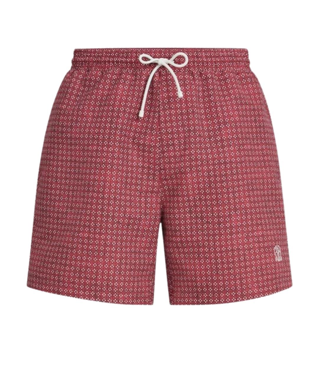 BRUNELLO CUCINELLI Бордовые полиэстеровые плавки, фото 1