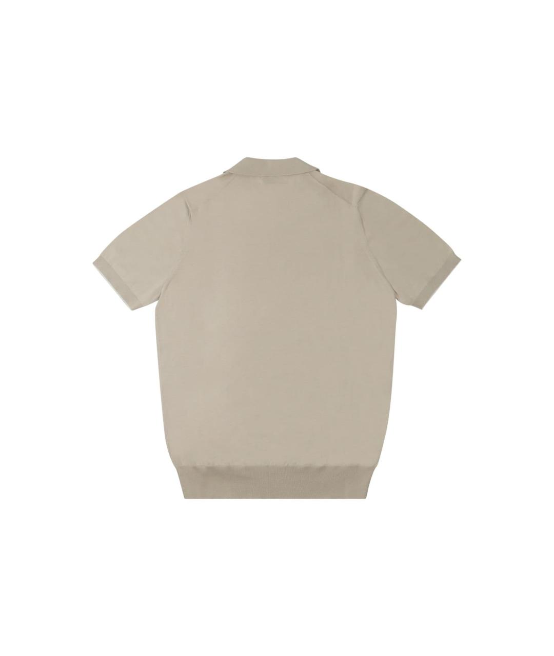 BRUNELLO CUCINELLI Бежевое хлопковое поло с коротким рукавом, фото 2