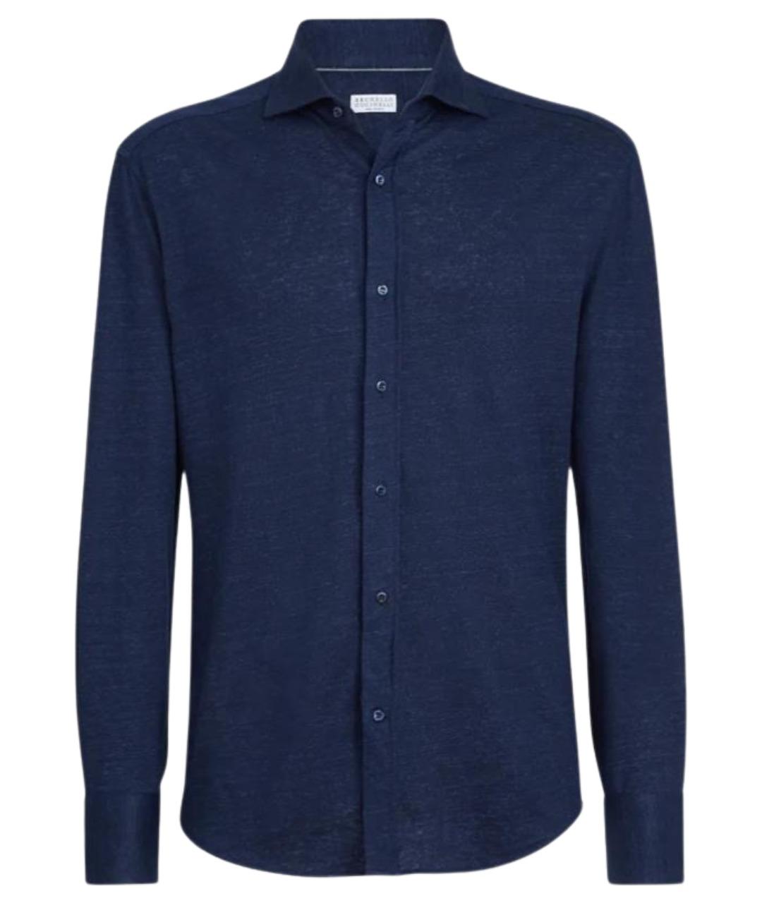 BRUNELLO CUCINELLI Синяя льняная кэжуал рубашка, фото 1