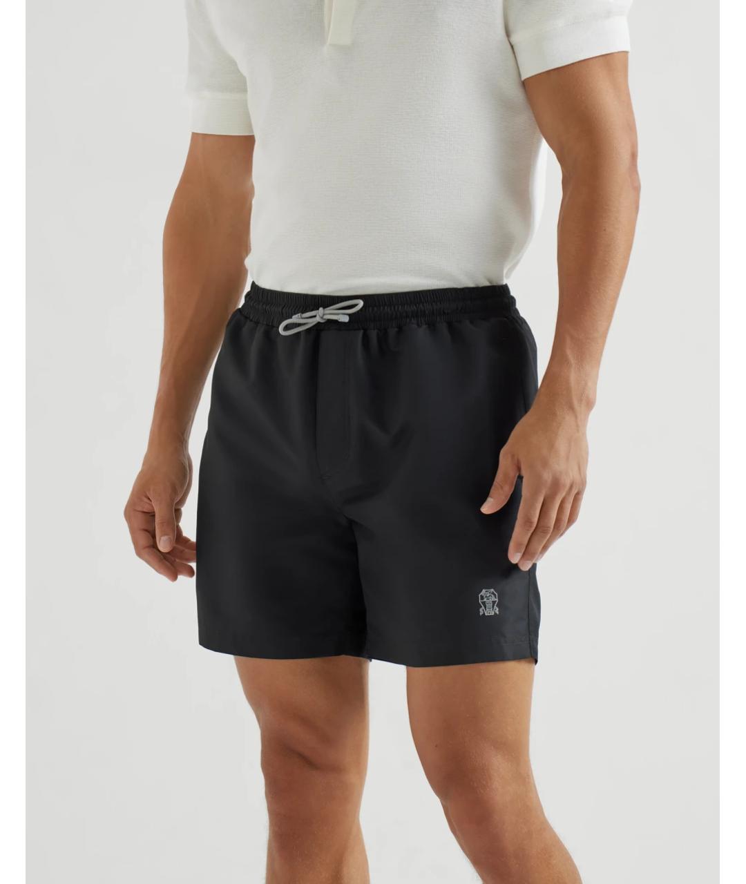 BRUNELLO CUCINELLI Черные полиэстеровые плавки, фото 2