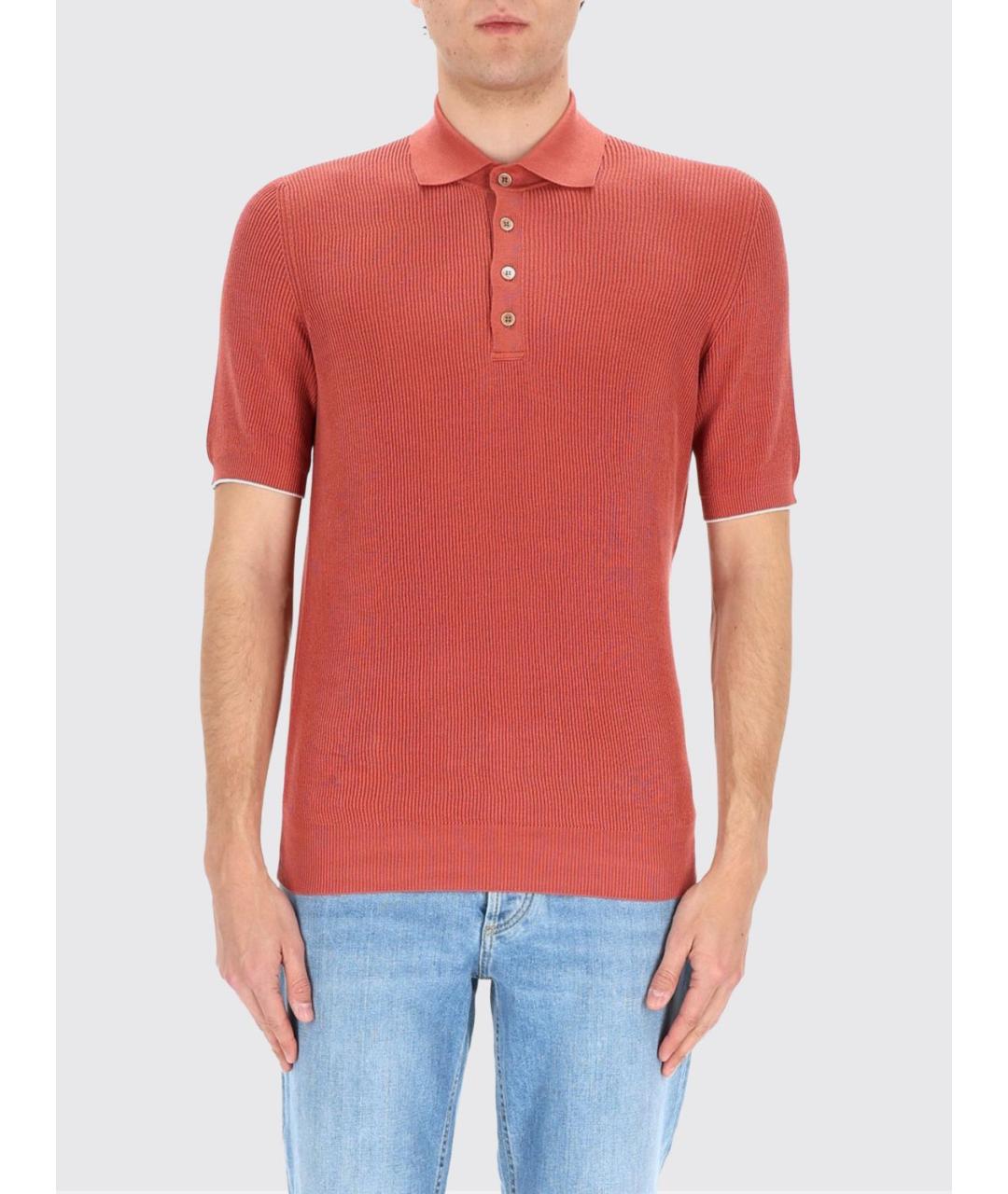 BRUNELLO CUCINELLI Красное поло с коротким рукавом, фото 2