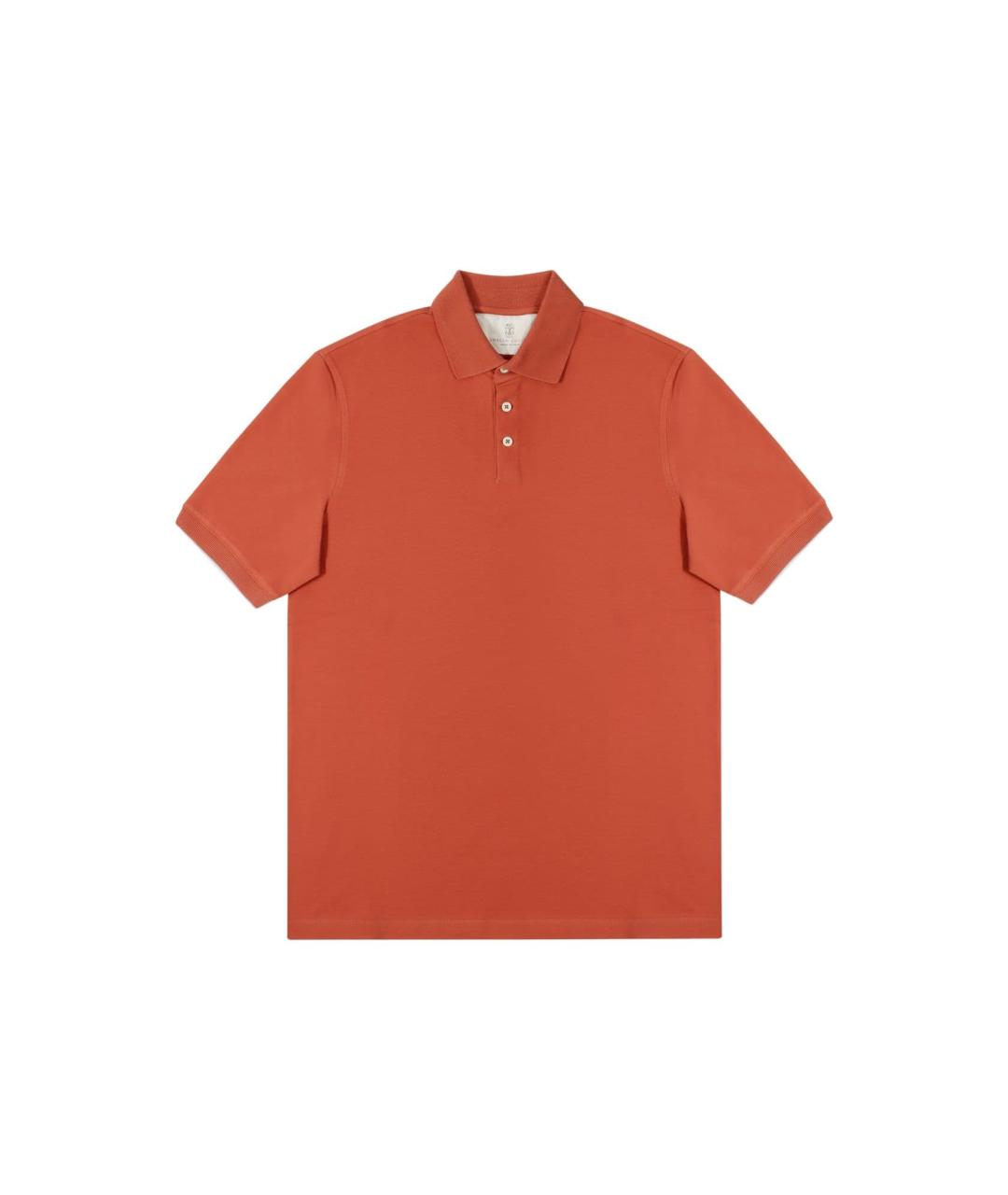 BRUNELLO CUCINELLI Оранжевое хлопковое поло с коротким рукавом, фото 1