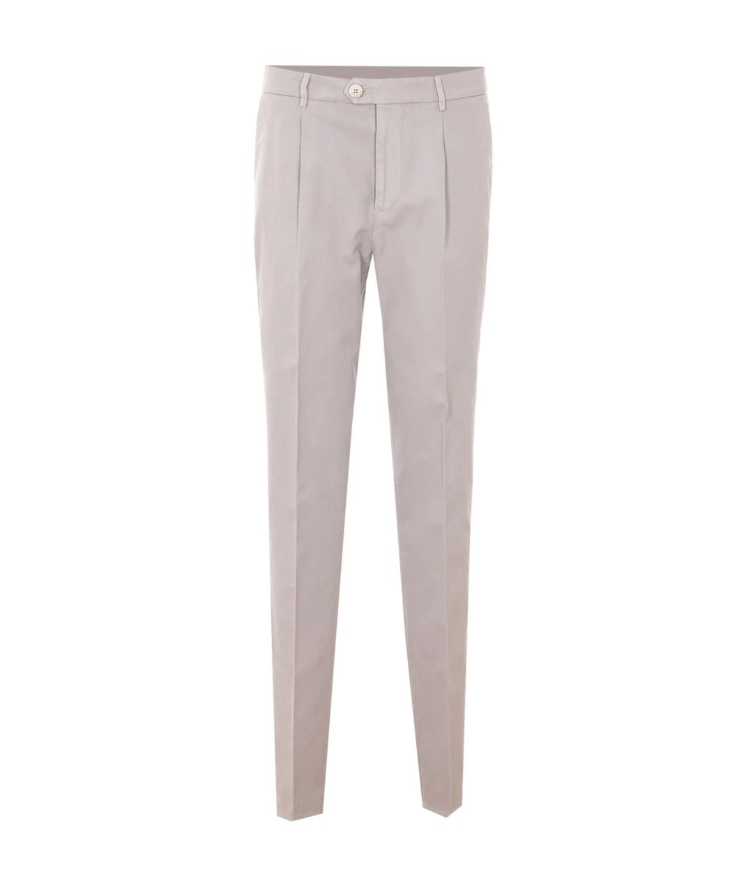 BRUNELLO CUCINELLI Бежевые хлопковые классические брюки, фото 1