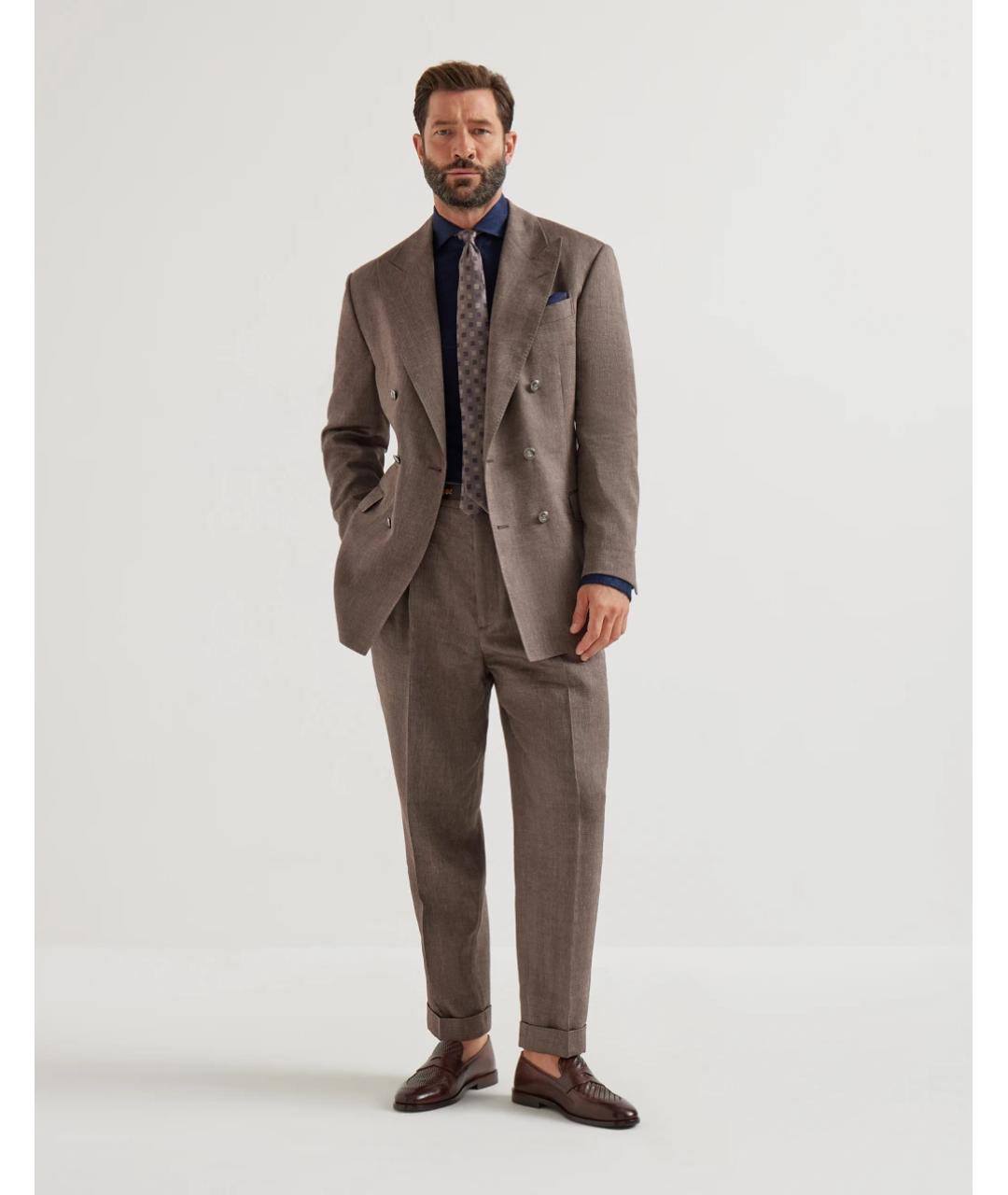 BRUNELLO CUCINELLI Синяя льняная кэжуал рубашка, фото 6