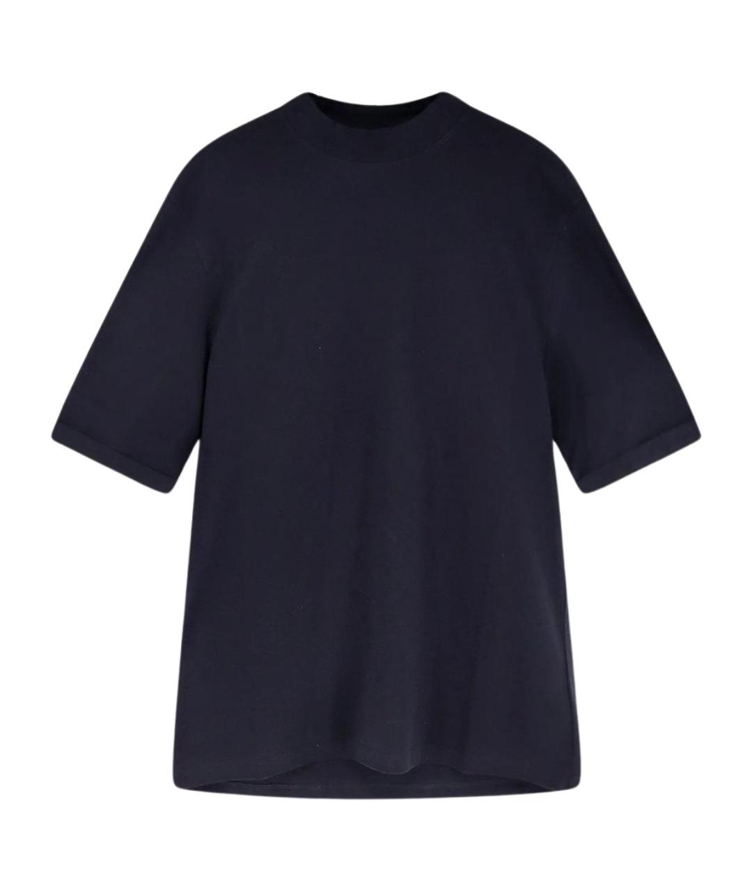 BRUNELLO CUCINELLI Темно-синяя хлопковая футболка, фото 1