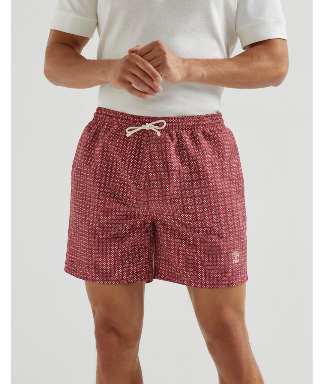 BRUNELLO CUCINELLI Бордовые полиэстеровые плавки, фото 2