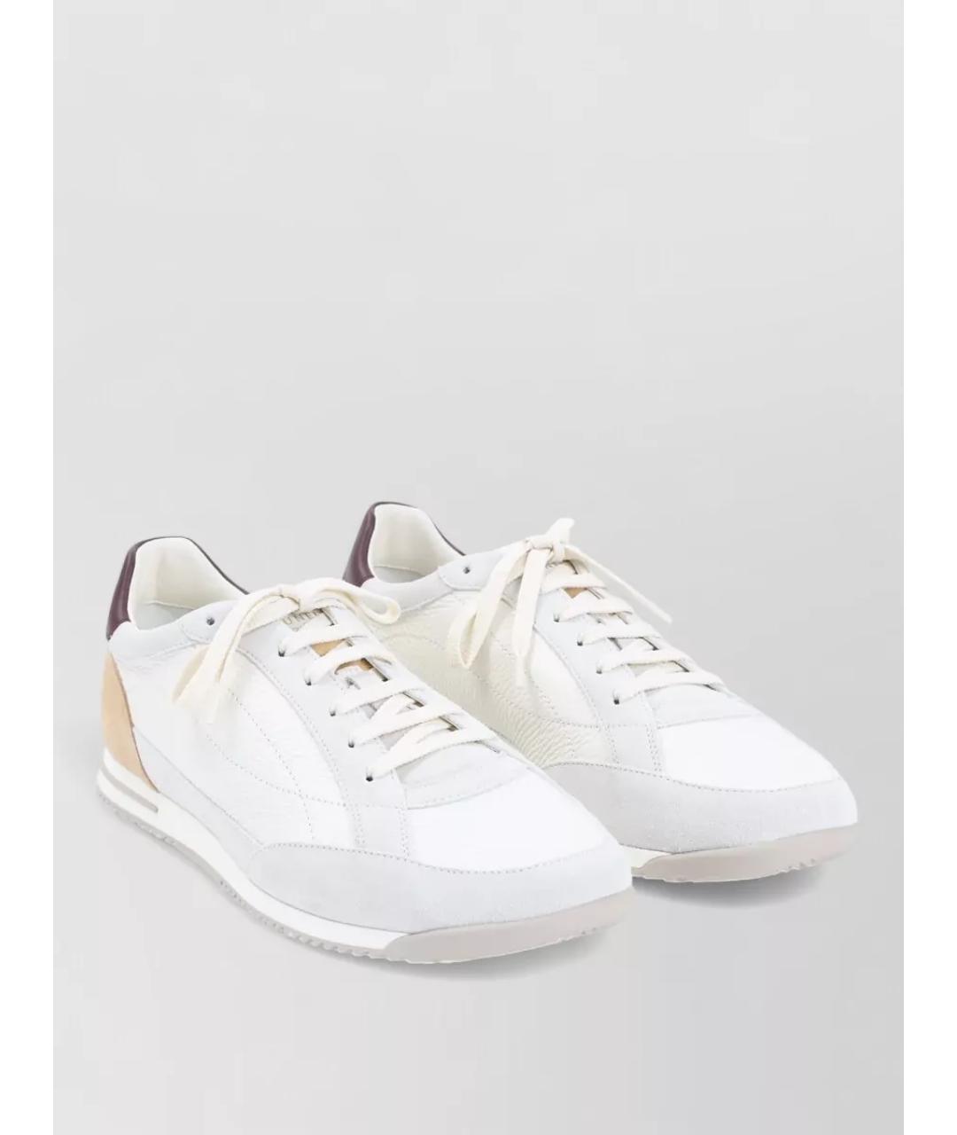 BRUNELLO CUCINELLI Белые кожаные низкие кроссовки / кеды, фото 2