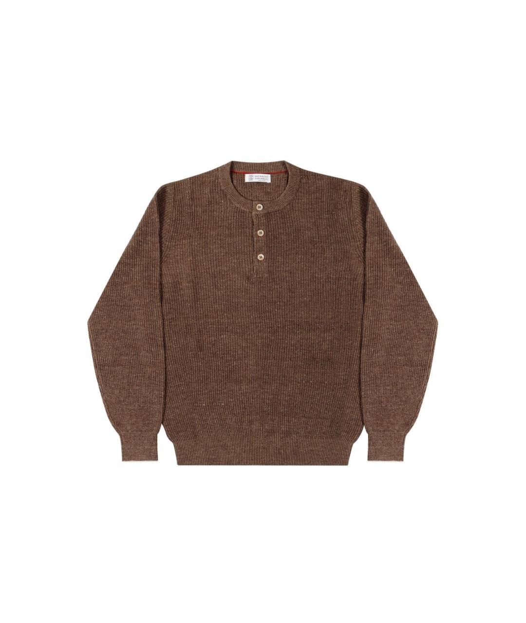 BRUNELLO CUCINELLI Коричневый льняной джемпер / свитер, фото 1