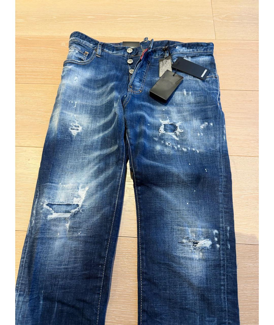 DSQUARED2 Синие хлопковые прямые джинсы, фото 2