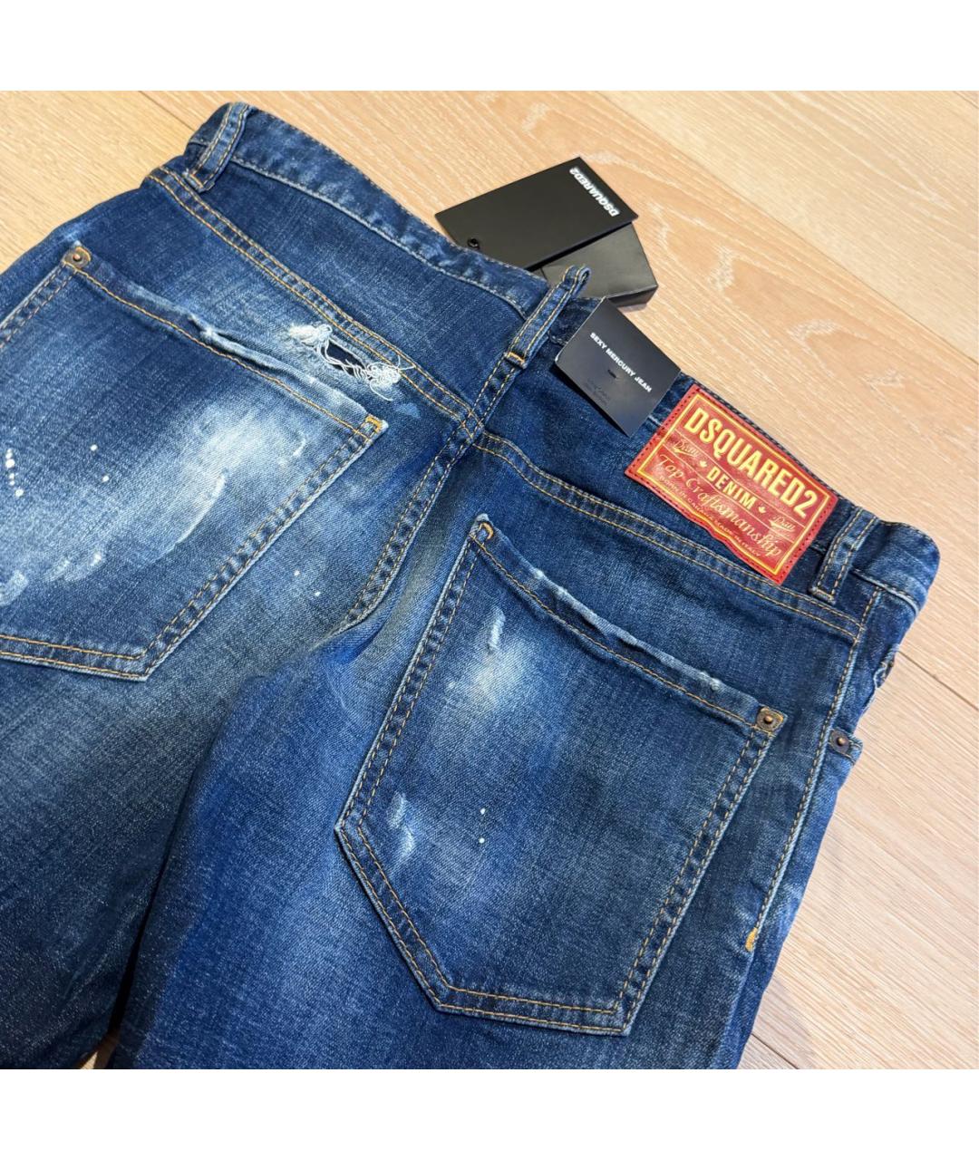 DSQUARED2 Синие хлопковые прямые джинсы, фото 5