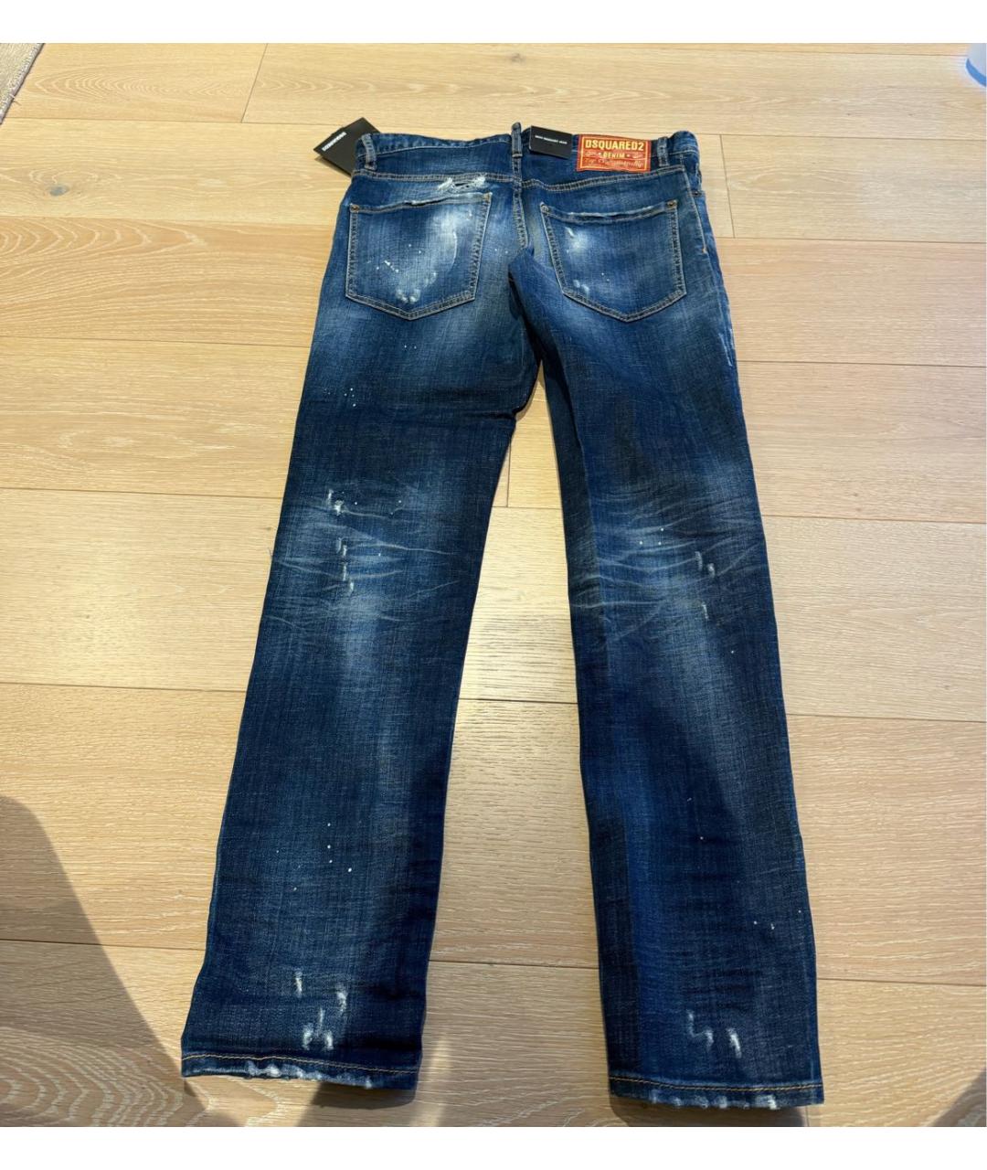 DSQUARED2 Синие хлопковые прямые джинсы, фото 3