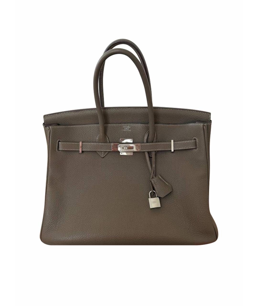 HERMES Бежевая кожаная сумка с короткими ручками, фото 1