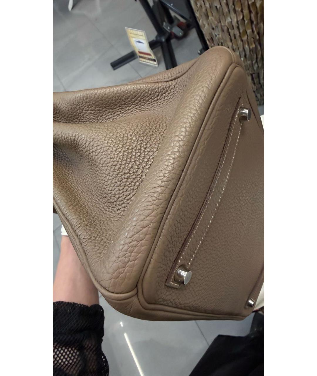 HERMES Бежевая кожаная сумка с короткими ручками, фото 8