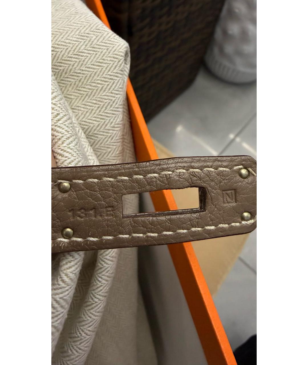 HERMES Бежевая кожаная сумка с короткими ручками, фото 6