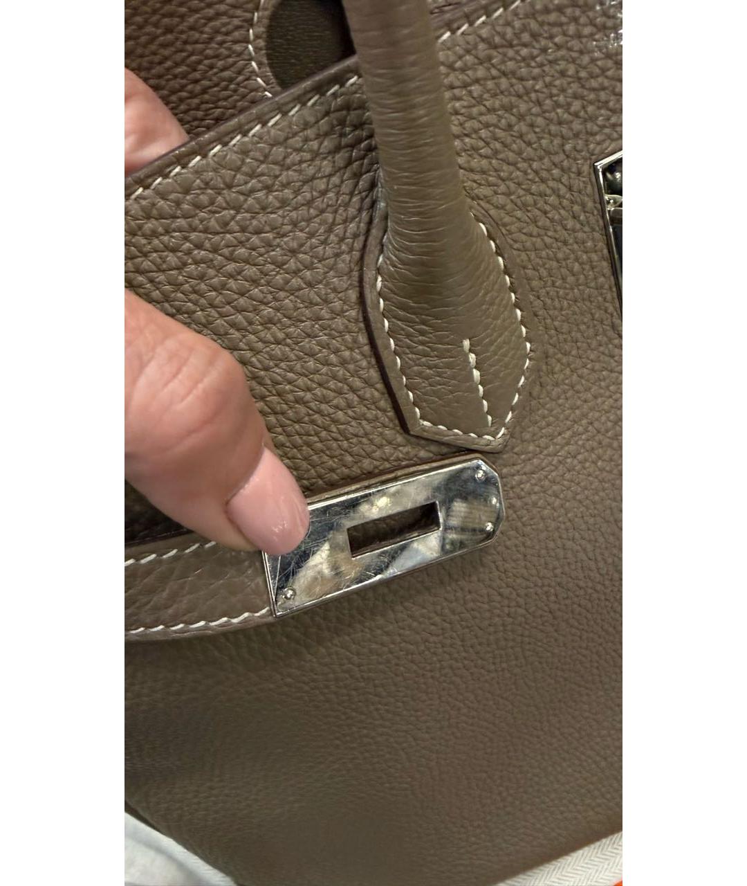 HERMES Бежевая кожаная сумка с короткими ручками, фото 3