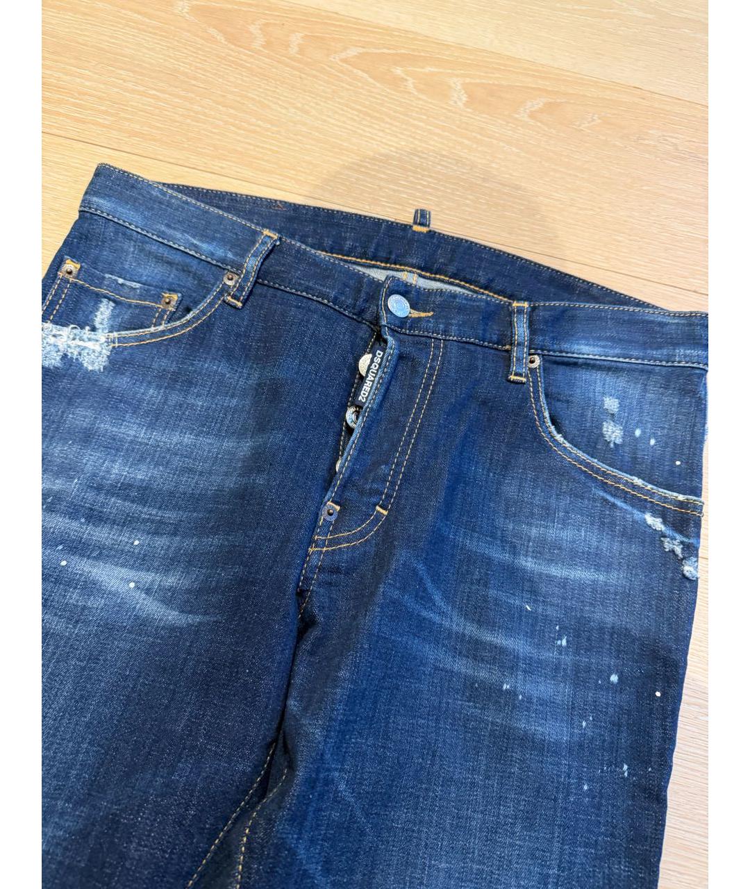DSQUARED2 Синие хлопковые прямые джинсы, фото 5