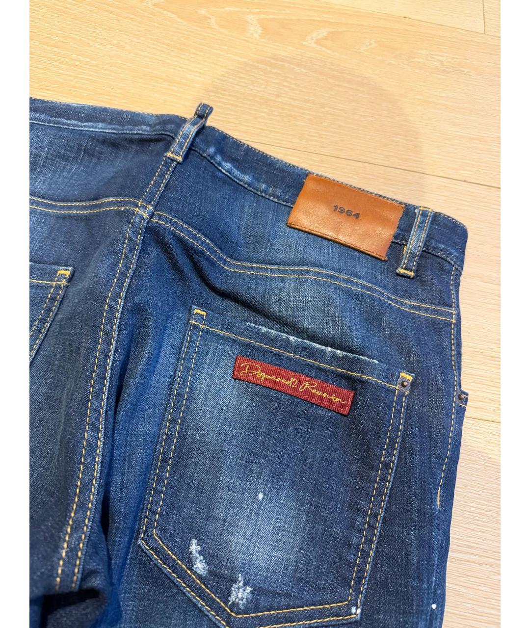 DSQUARED2 Синие хлопковые прямые джинсы, фото 6