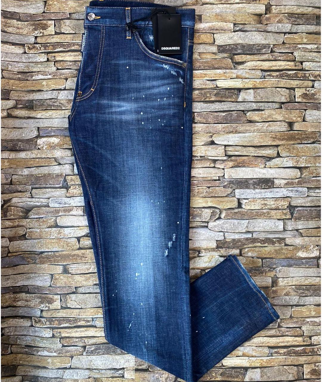 DSQUARED2 Синие хлопковые прямые джинсы, фото 2