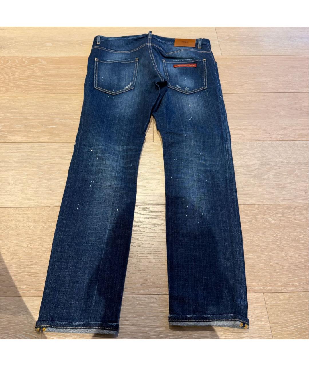 DSQUARED2 Синие хлопковые прямые джинсы, фото 3