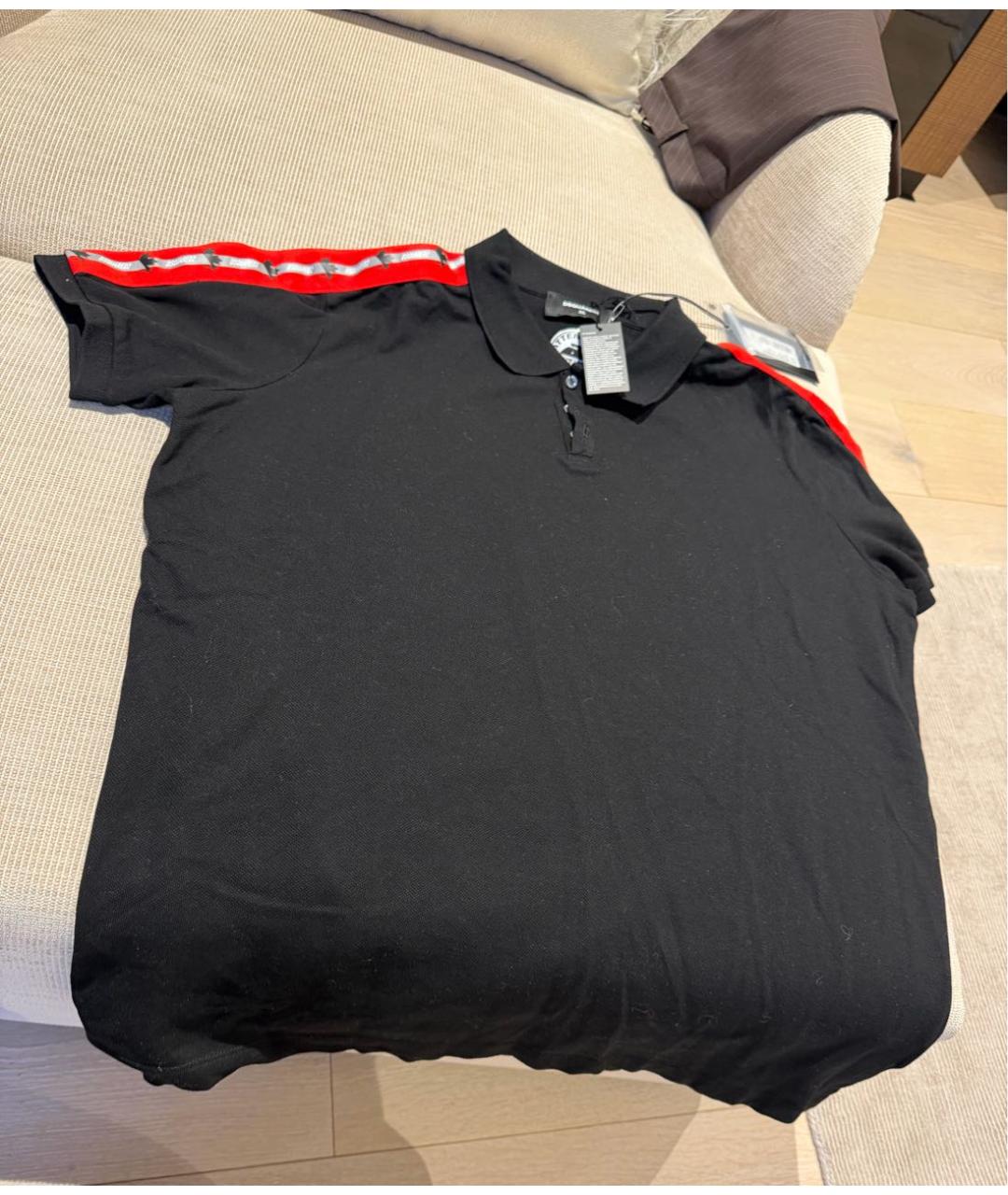 DSQUARED2 Черное хлопковое поло с коротким рукавом, фото 5