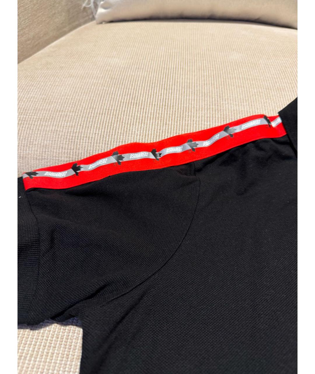 DSQUARED2 Черное хлопковое поло с коротким рукавом, фото 6