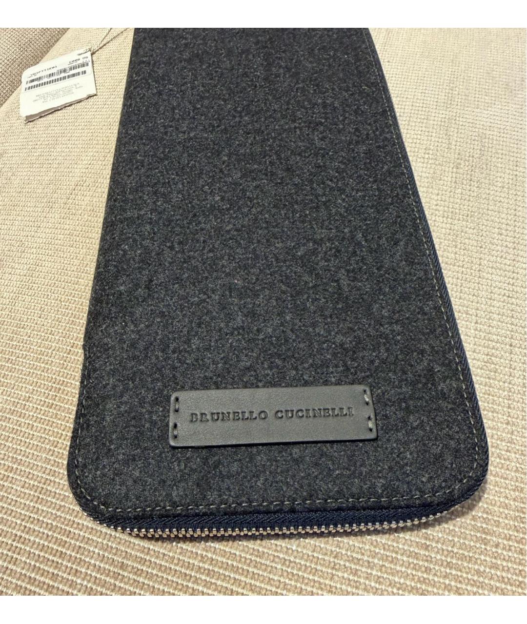 BRUNELLO CUCINELLI Антрацитовая барсетка, фото 5