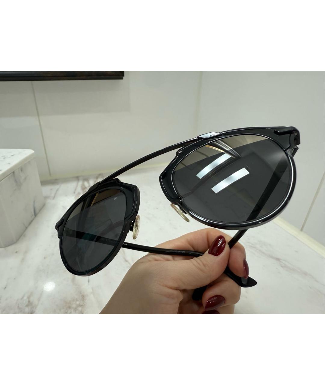 CHRISTIAN DIOR Черные металлические солнцезащитные очки, фото 5