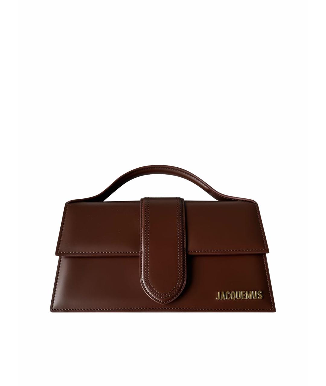JACQUEMUS Коричневая кожаная сумка с короткими ручками, фото 1