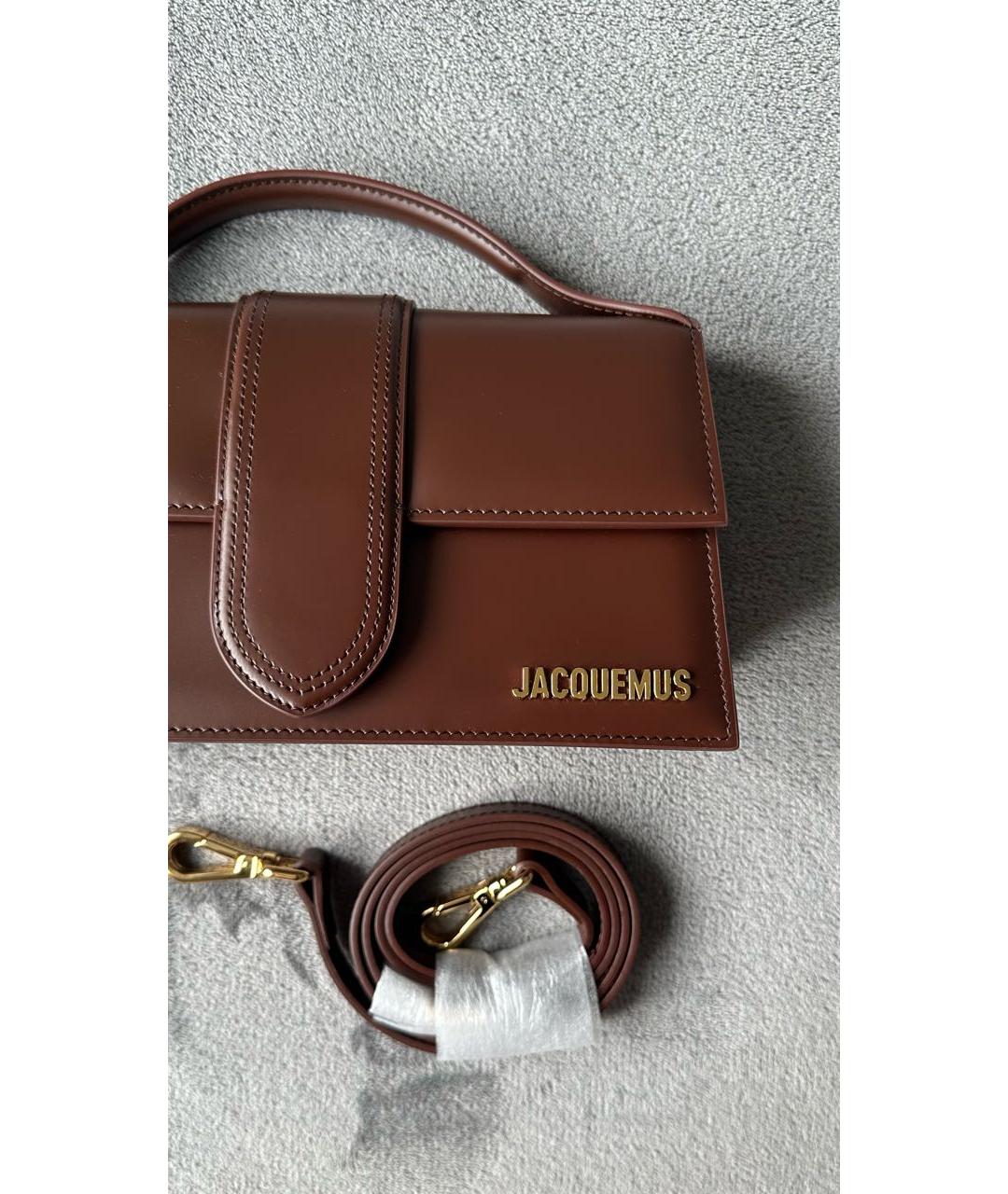 JACQUEMUS Коричневая кожаная сумка с короткими ручками, фото 5