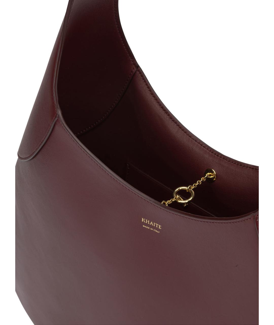 KHAITE Бордовая кожаная сумка через плечо, фото 5