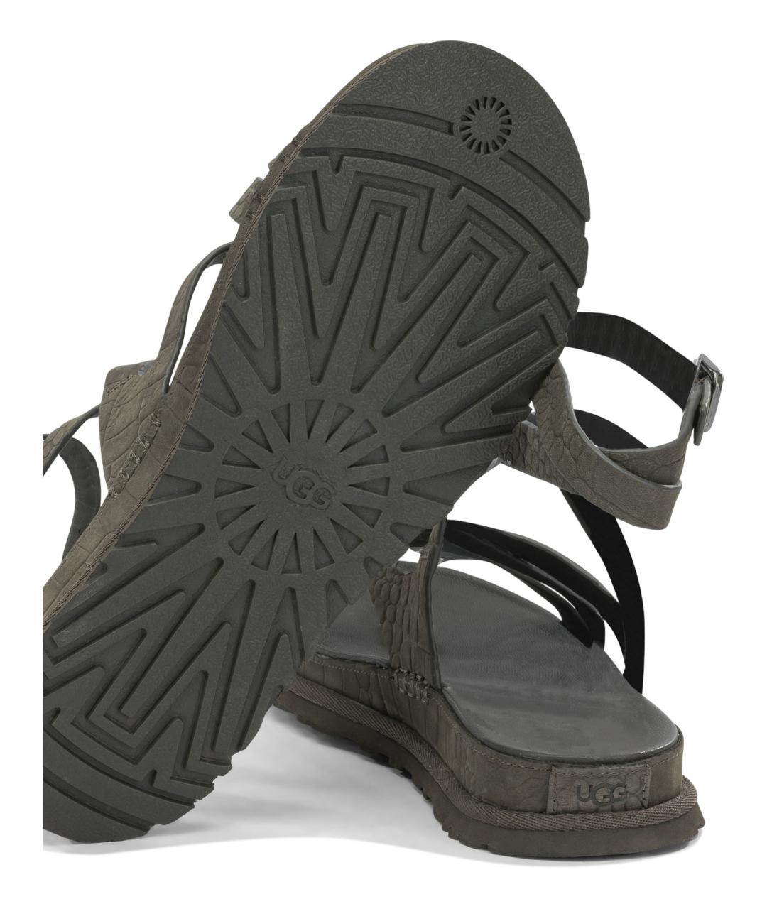 UGG AUSTRALIA Зеленые кожаные сандалии, фото 5
