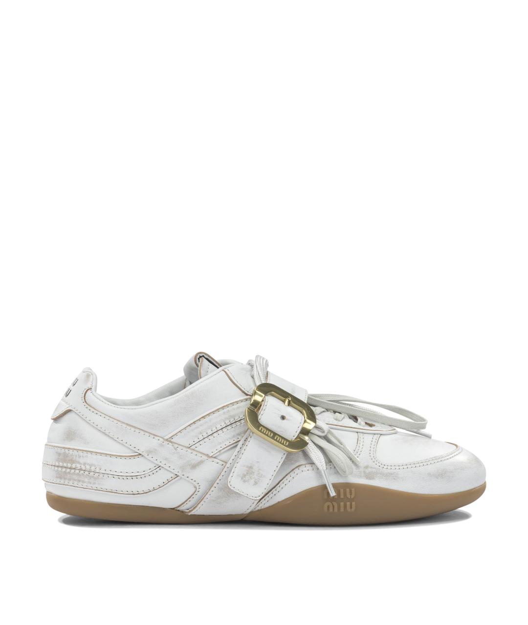 MIU MIU Белые кожаные кеды, фото 1
