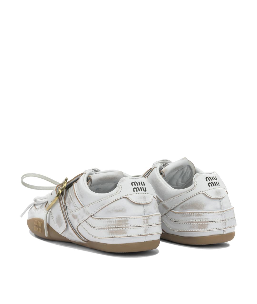 MIU MIU Белые кожаные кеды, фото 4
