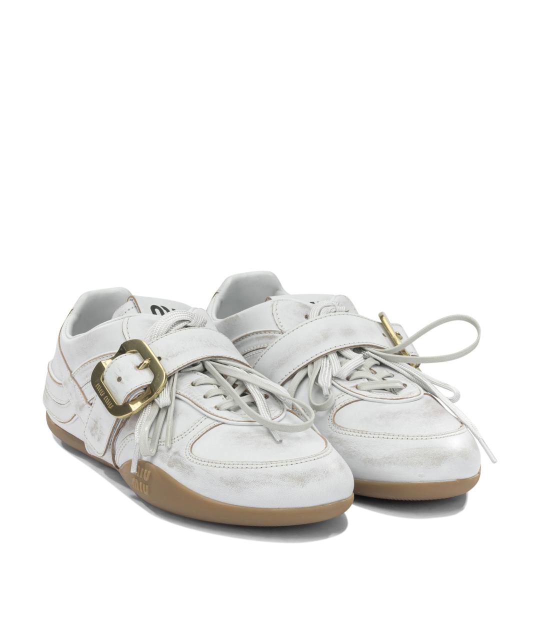 MIU MIU Белые кожаные кеды, фото 2