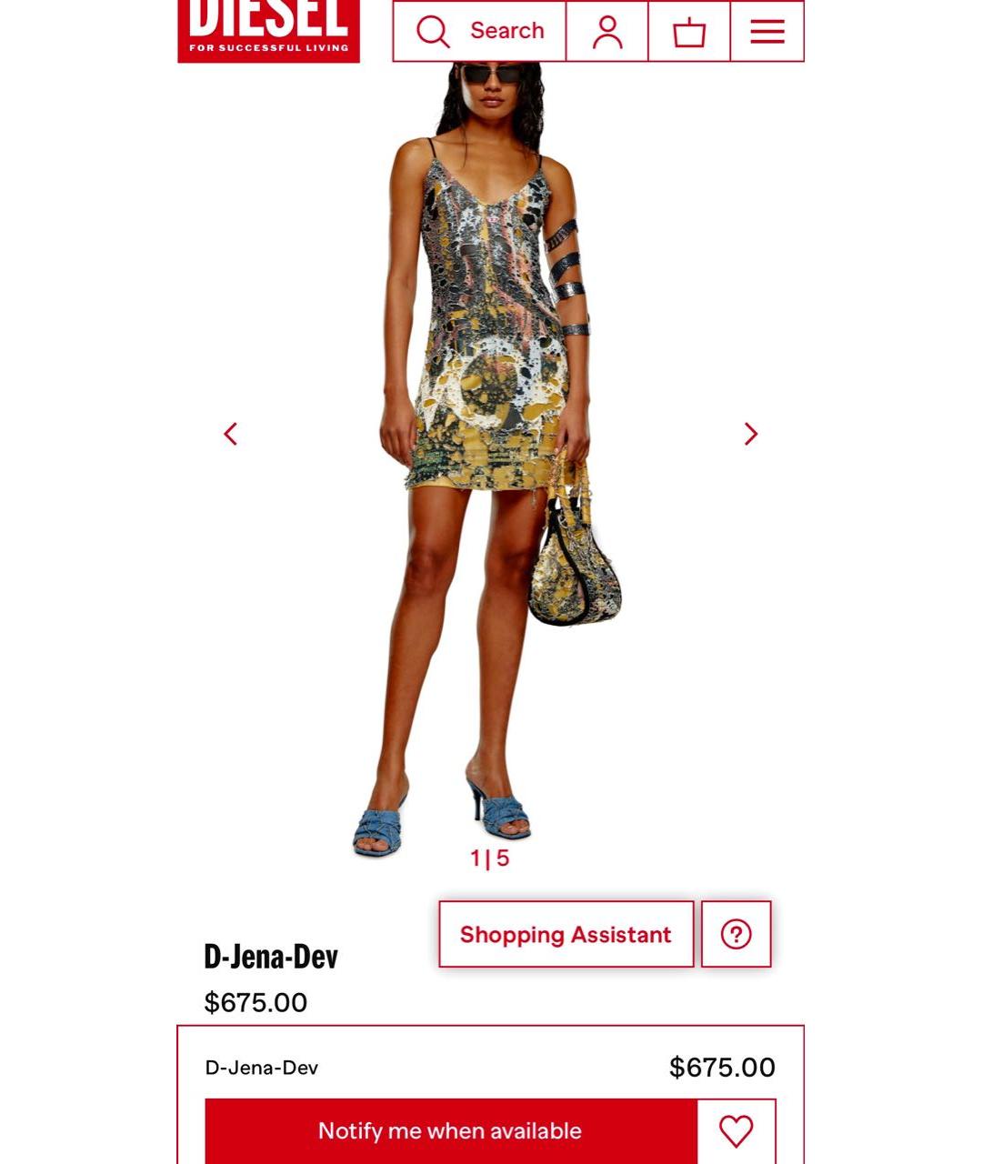 DIESEL Мульти хлопко-эластановое коктейльное платье, фото 3