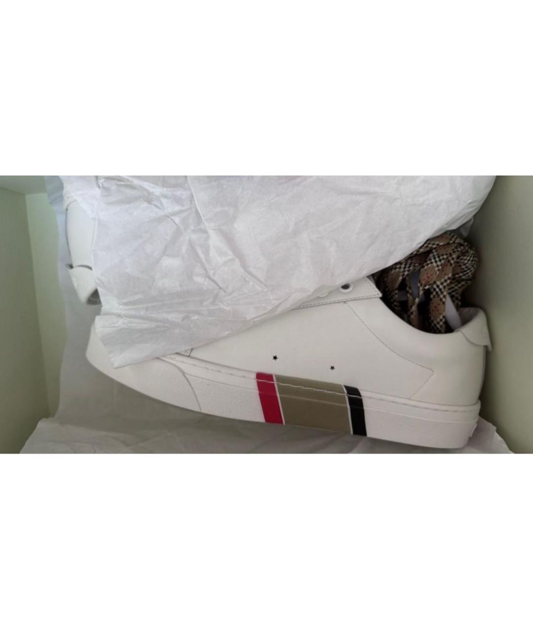 BURBERRY Белые кожаные кеды, фото 3