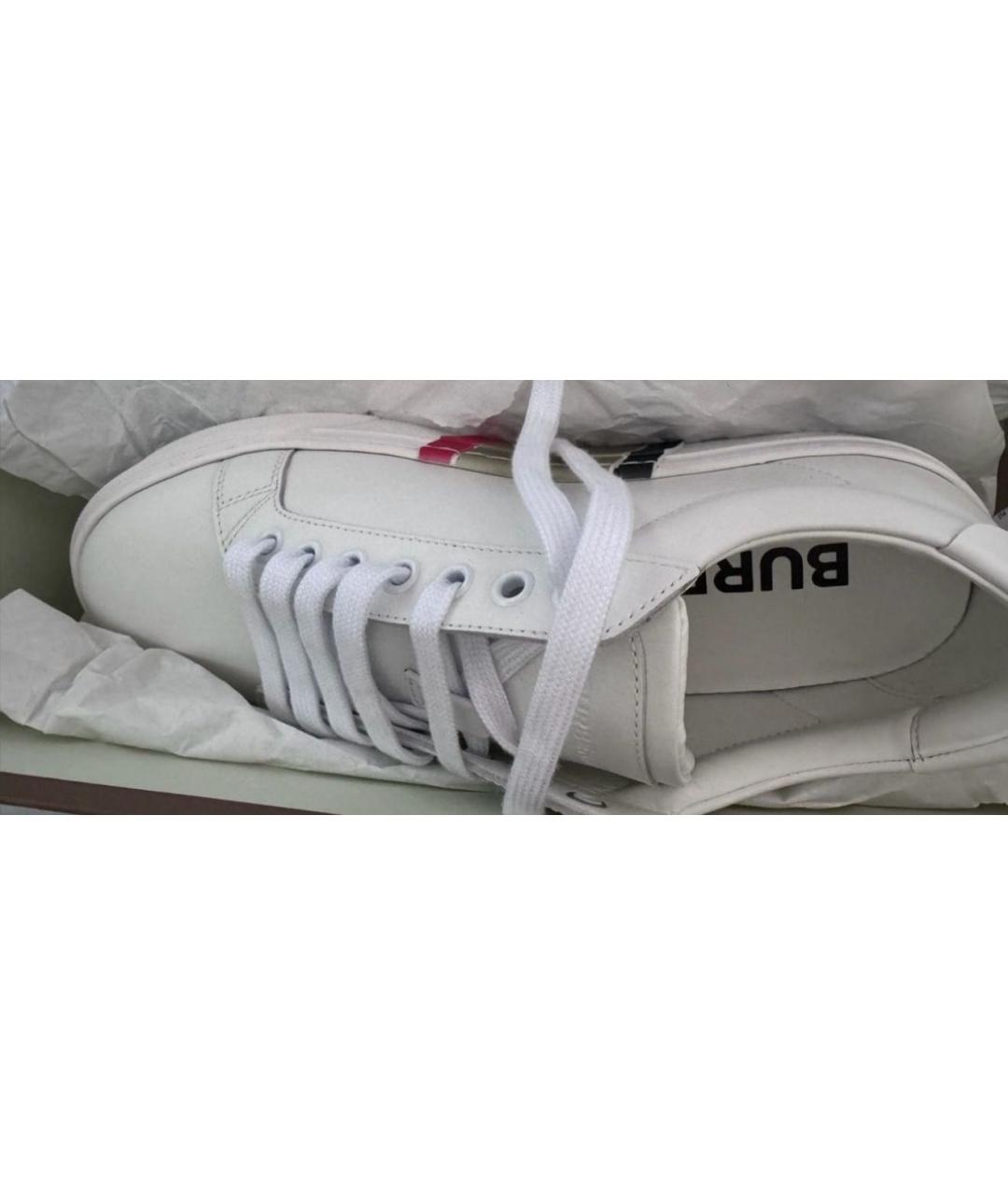 BURBERRY Белые кожаные кеды, фото 4