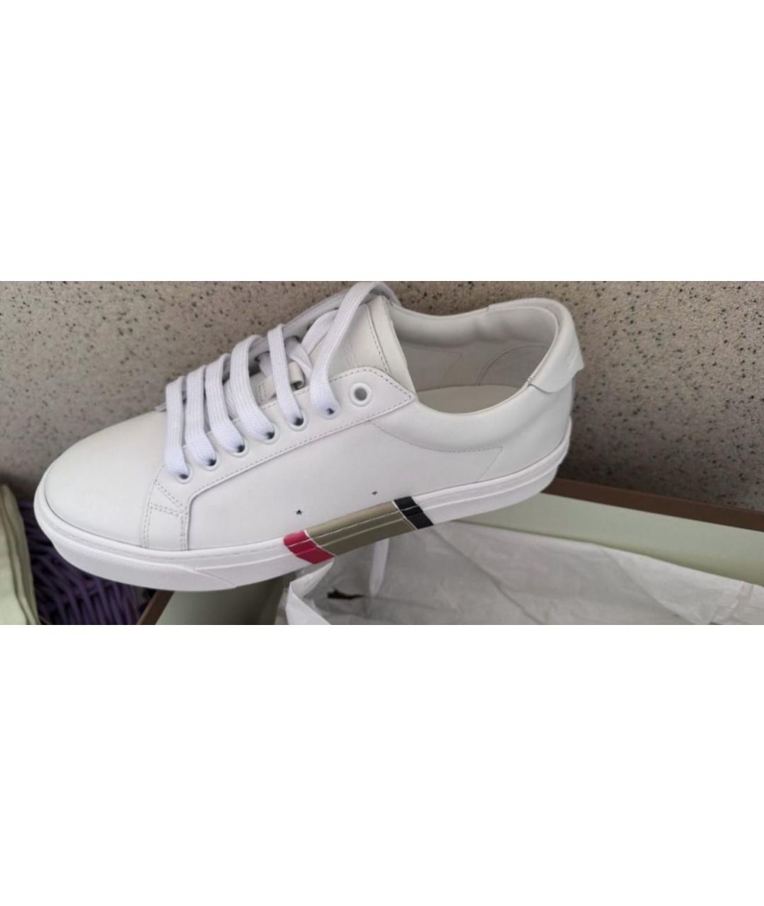 BURBERRY Белые кожаные кеды, фото 5