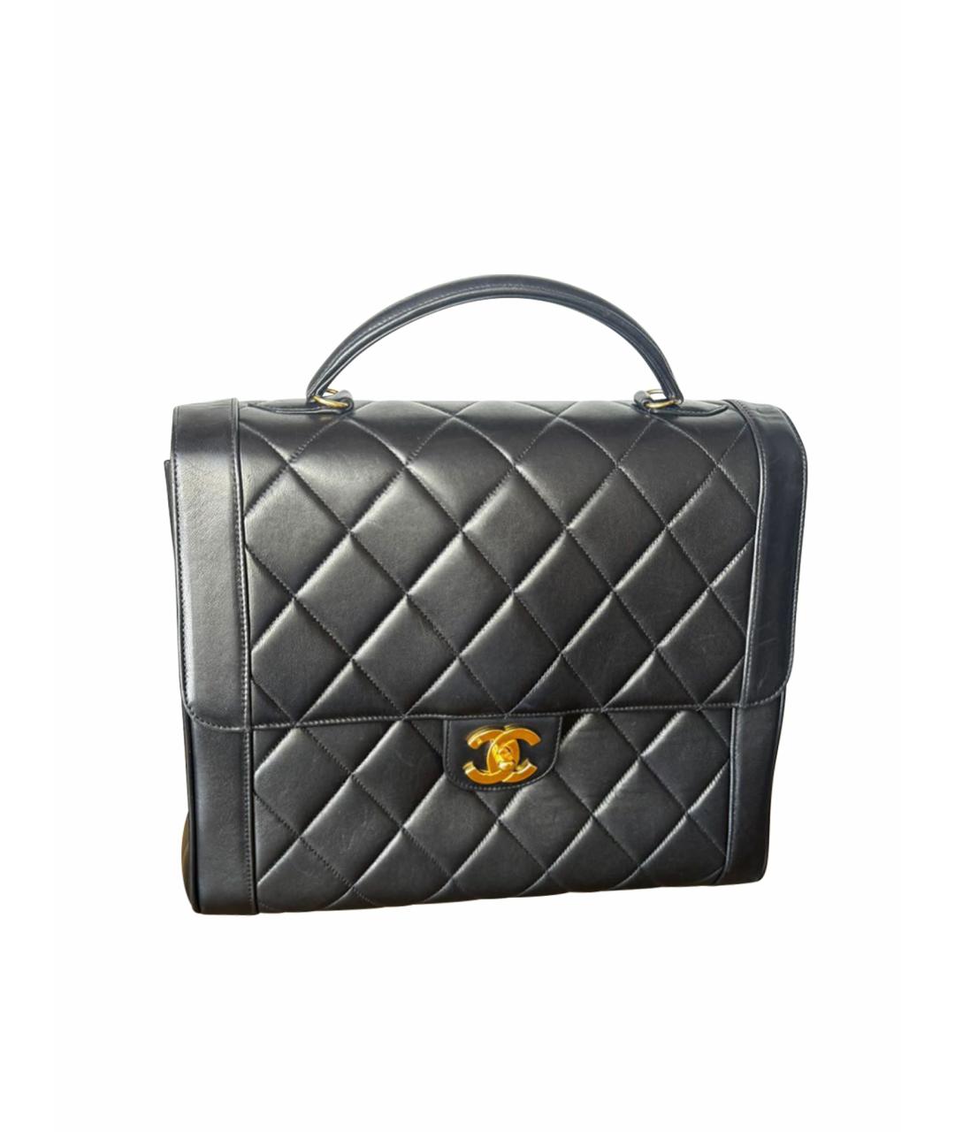 CHANEL Черная кожаная сумка с короткими ручками, фото 1