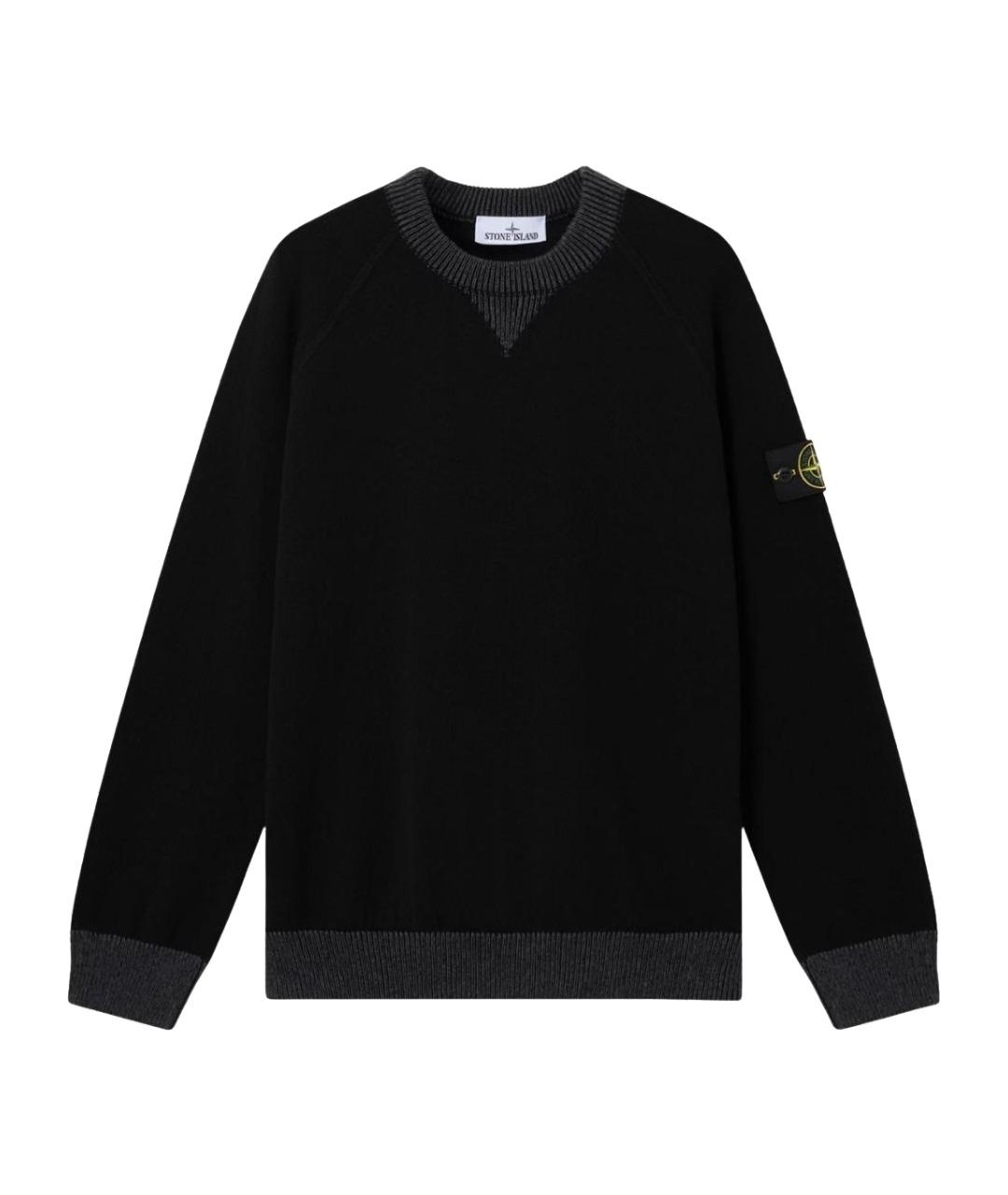 STONE ISLAND Черный хлопковый джемпер / свитер, фото 1