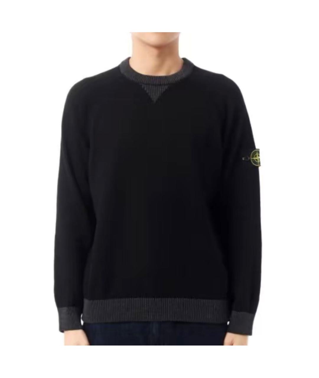 STONE ISLAND Черный хлопковый джемпер / свитер, фото 6