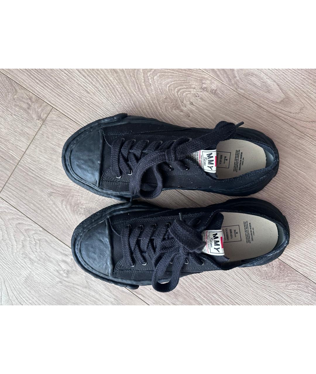 MAISON MIHARA YASUHIRO Черные текстильные низкие кроссовки / кеды, фото 3