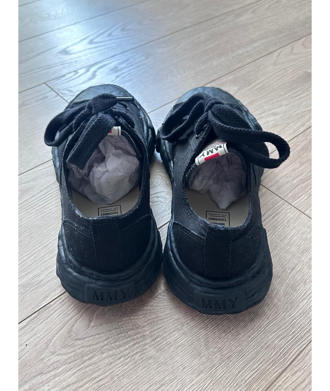 MAISON MIHARA YASUHIRO Черные текстильные низкие кроссовки / кеды, фото 4