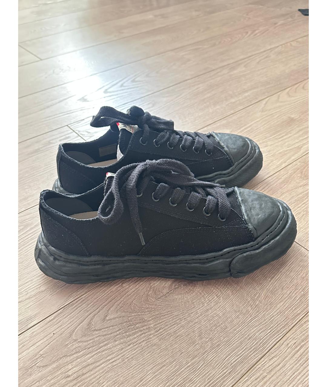 MAISON MIHARA YASUHIRO Черные текстильные низкие кроссовки / кеды, фото 9