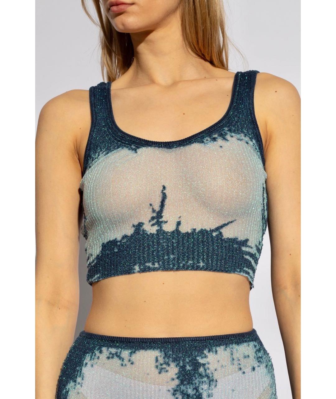 DIESEL Голубая полиэстеровая майка, фото 3