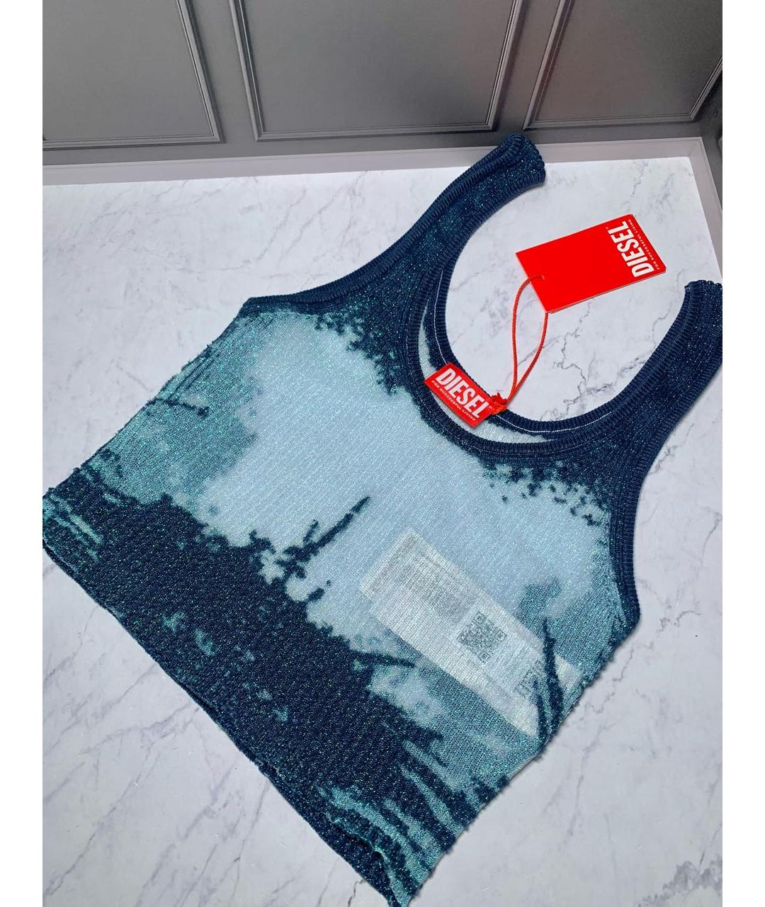 DIESEL Голубая полиэстеровая майка, фото 4